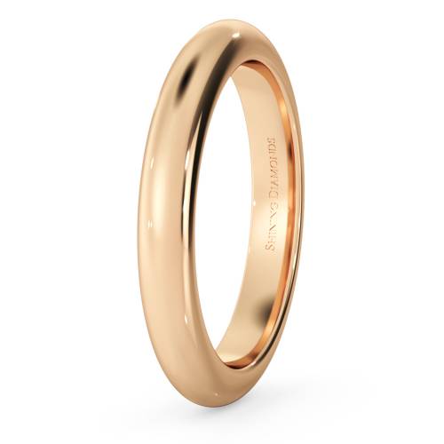 HWND321 D Shape Wedding Ring - Heavy weight, 3mm width