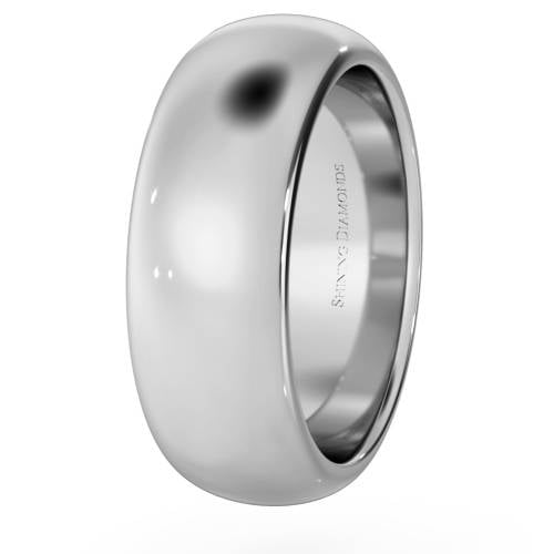 HWND721 D Shape Wedding Ring - Heavy weight, 7mm width