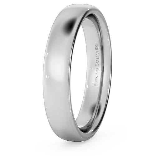 HWNE417 Traditional Court Wedding Ring - 4mm width, Medium depth