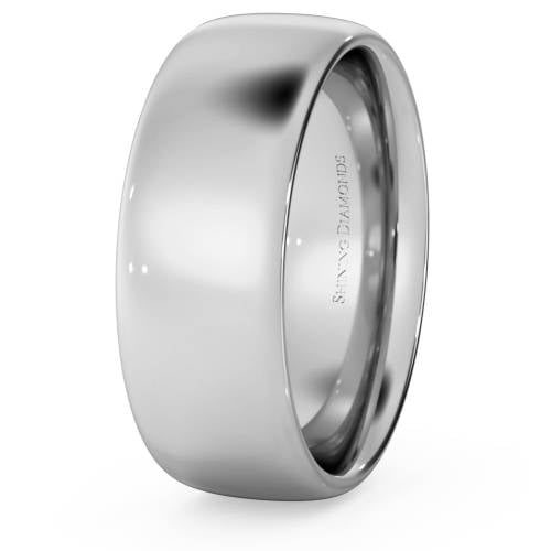 HWNE717 Court Shape Wedding Ring - 7mm width, 1.7mm depth