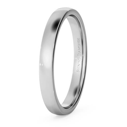 HWNJ2513 Slight Court with Flat Edge Wedding Ring - Light weight, 2.5mm width