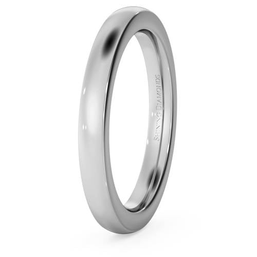 HWNJ2521 Slight Court with Flat Edge Wedding Ring - 2.5mm width, 2.3mm depth