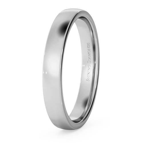 HWNJ313 Slight Court with Flat Edge Wedding Ring - Light weight, 3mm width