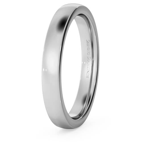 HWNJ317 Slight Court with Flat Edge Wedding Ring - 3mm width, Medium depth