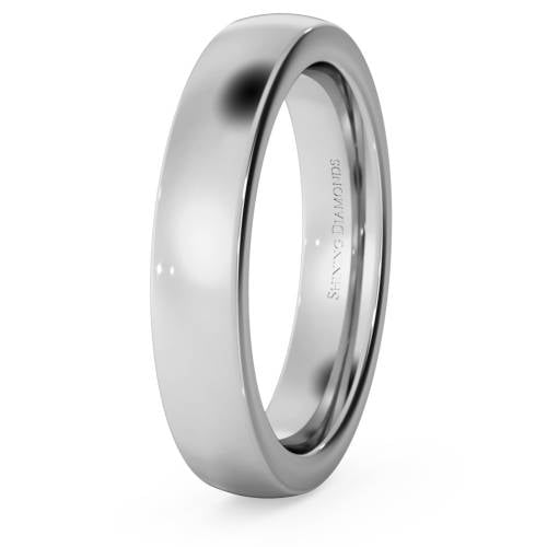 HWNJ421 Slight Court with Flat Edge Wedding Ring - 4mm width, 2.3mm depth