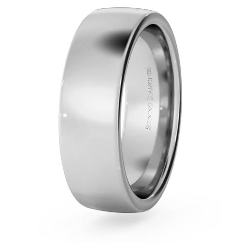 HWNJ617 Slight Court with Flat Edge Wedding Ring - 6mm width, Medium depth