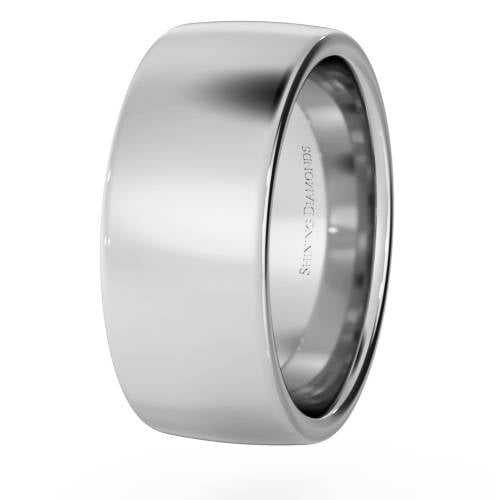 HWNJ817 Slight Court with Flat Edge Wedding Ring - 8mm width, Medium depth