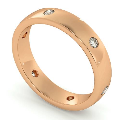 HWRM001 Flush Round cut Diamond set Wedding Band