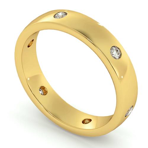 HWRM001 Flush Round cut Diamond set Wedding Band