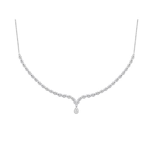 3Ct Pear Diamond Drop Cluster Chain Necklace