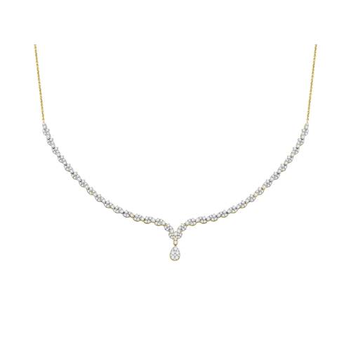 3Ct Pear Diamond Drop Cluster Chain Necklace