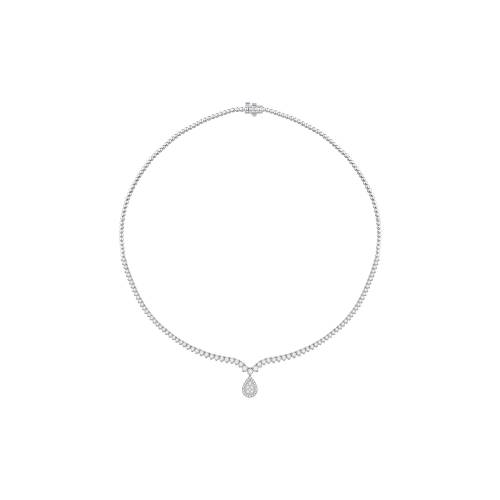 5Ct Round Diamond V Shape Pear Halo Drop Cluster Tennis Necklace
