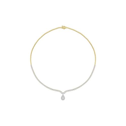 5Ct Round Diamond V Shape Pear Halo Drop Cluster Tennis Necklace
