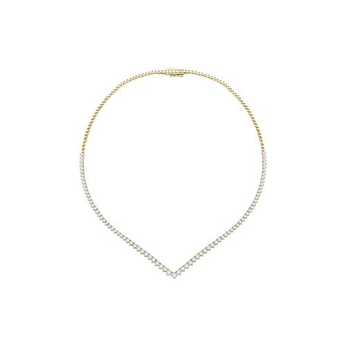 4.5Ct V Shape Three Claw Round Diamond Tennis Necklace