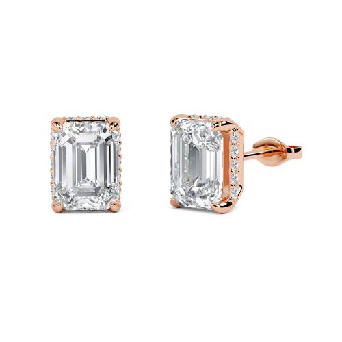Emerald Diamond Halo Earrings