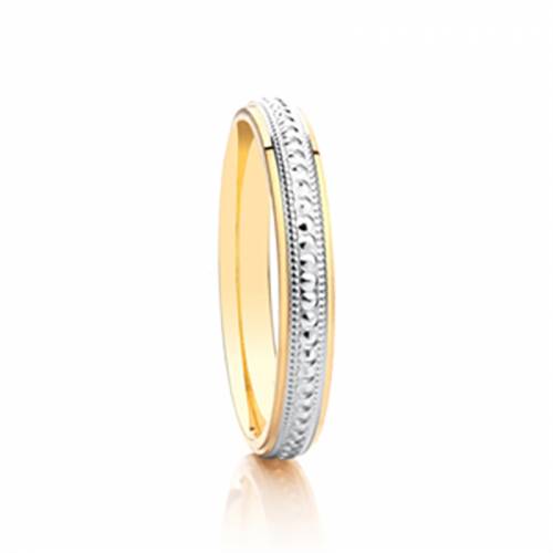 3mm Two Tone Patterned Wedding Ring