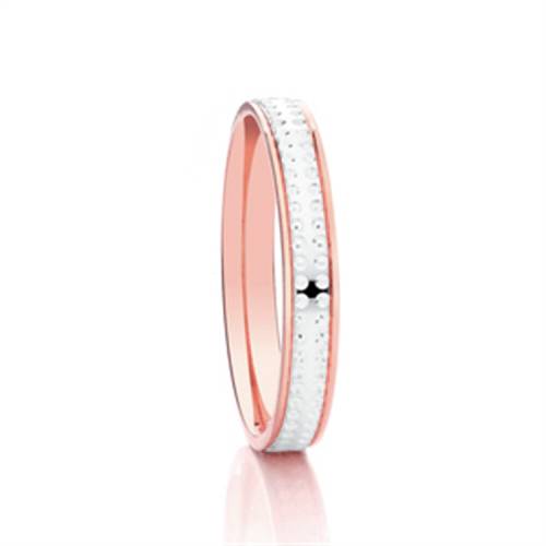 3mm Two Tone Patterned Wedding Ring