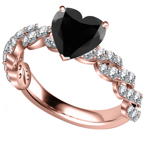Black Diamond Shoulder Set Ring