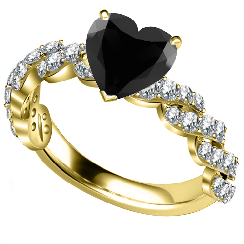 Black Diamond Shoulder Set Ring