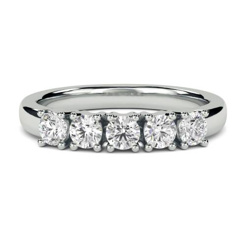 0.54ct VS/F 5 Stone Round Diamond Half Eternity Ring