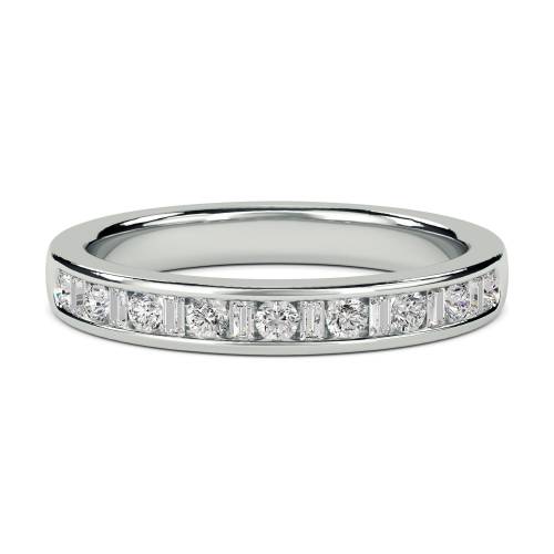 0.35ct VS/EF 3mm Petite Round and Baguette Diamond Eternity Ring