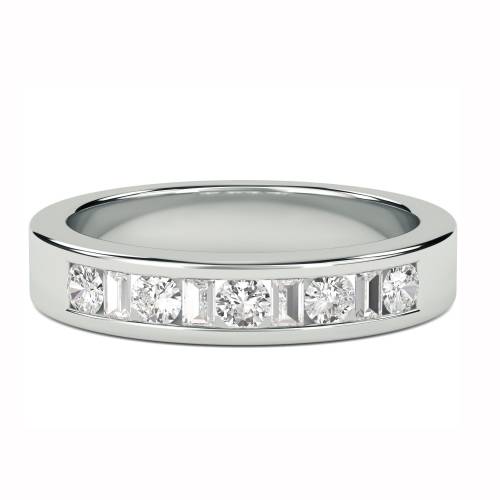 0.50ct VS/EF 3.5mm Round and Baguette Diamond Eternity Ring