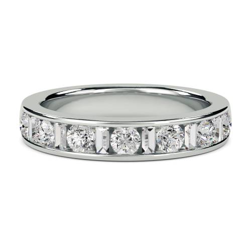 0.75ct VS/EF 4mm Round and Baguette Diamond Eternity Ring