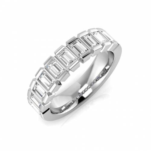 0.79ct SI1/G Baguette cut Diamond Half Eternity Ring in 18k White Gold
