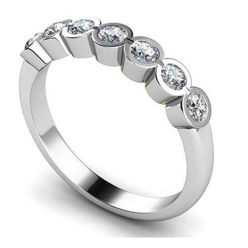 0.70ct VS/E-F 7 Stone Round Labgrown Diamond Half Eternity Ring