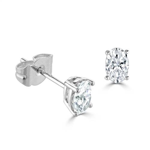 Classic Oval Diamond Stud Earrings