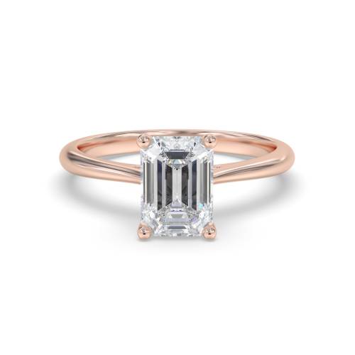 Emerald Diamond Solitaire Engagement Ring