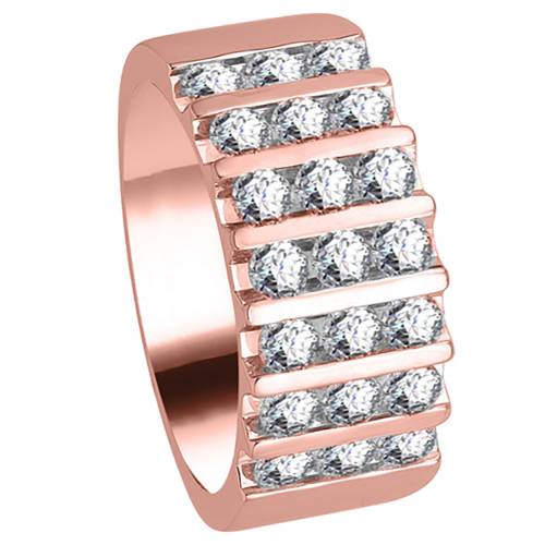 9mm Triple Row Round Diamond Mens Ring