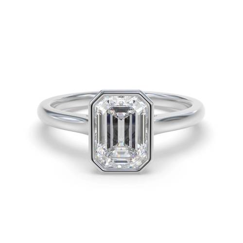 Emerald Diamond Bezel Set Solitaire Ring