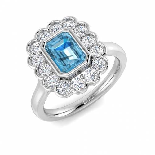 Emerald Cut Blue Topaz Gemstone Bezel Set Ring
