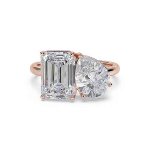 Emerald & Pear Two Stone Diamond Ring