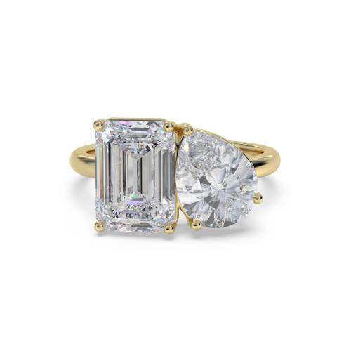 Emerald & Pear Two Stone Diamond Ring