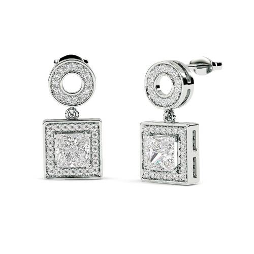 Princess Diamond Single Halo Earrings