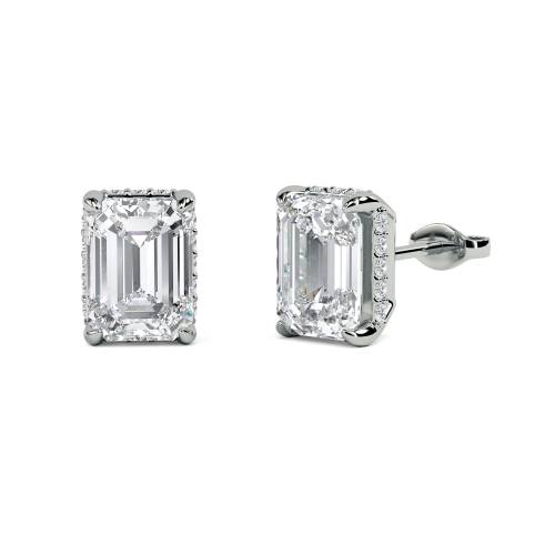 Emerald Diamond Halo Earrings