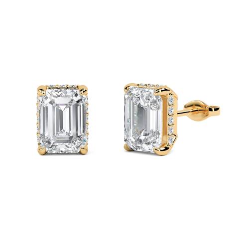 Emerald Diamond Halo Earrings