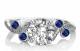 0.75ct SI1/G Blue Sapphire and Round Diamond Designer Vintage Ring