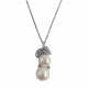 0.14ct VS/EF Designer Pearl & Diamond Leaf Pendant