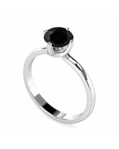 I1/F Round Black Diamond Solitaire Ring