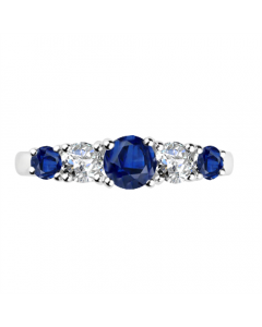 0.50ct SI2/G 5 Stone Lab Grown Diamond & Blue Sapphire Half Eternity Ring