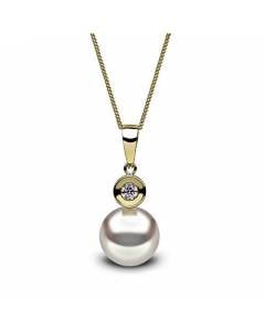 8mm Freshwater Pearl & Diamond Pendant