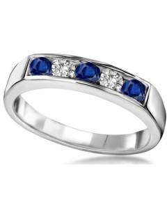 1.00 VS2/F 5 Stone Blue Sapphire & Diamond Eternity Ring