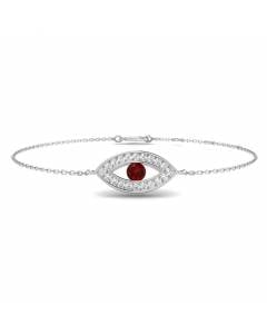 0.43ct SI1/G Round cut Diamonds Ruby Gemstone Bracelet in 18k White Gold