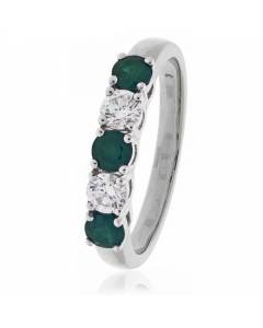 1.10CT VS/EF Green Emerald & Diamond Eternity Ring