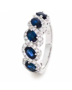 1.66ct VS/EF Blue Sapphire and Diamond Eternity Ring