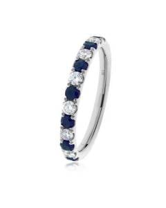 0.75ct VS/EF Blue Sapphire and Diamond Eternity Ring