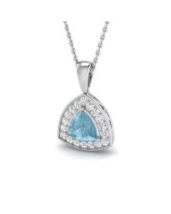 0.82ct SI2/G Trillion cut Aquamarine Gemstone Pendant in 18k White Gold